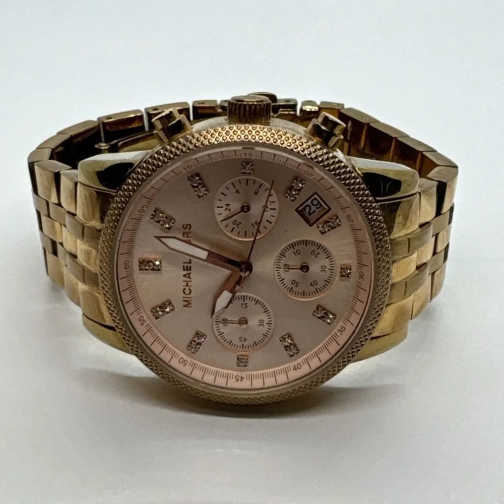 Michael Kors Ritz MK6077 Women's Rose Gold Analog Dial Quartz Wrist Watch JNA295